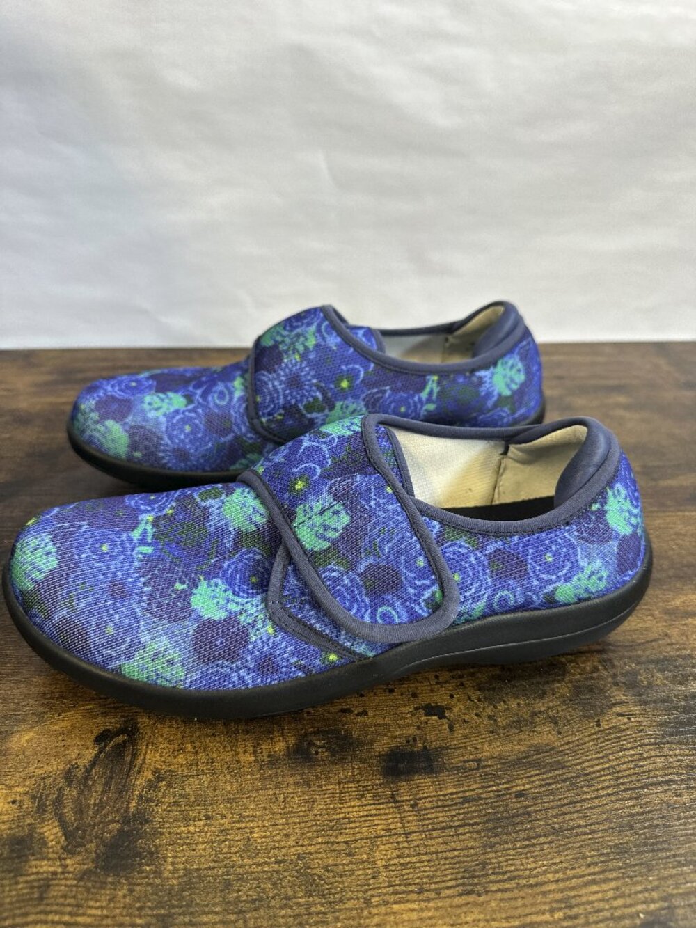 Alegria Spright Baby Bloomer Shoes Size 7 -7.5 37 Blue Knit Slip-On Comfort Flat - Picture 1 of 12